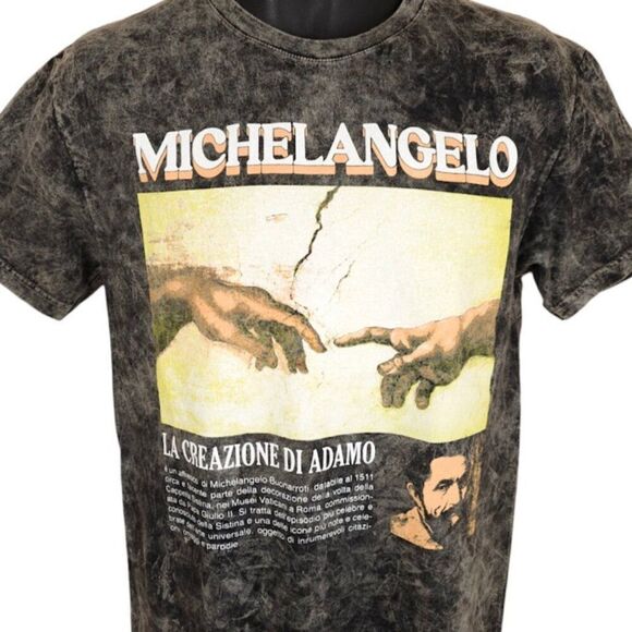 Michelangelo T Shirt Mens Size Medium Gray The Creation Of Adam Art Tee - Picture 1 of 8